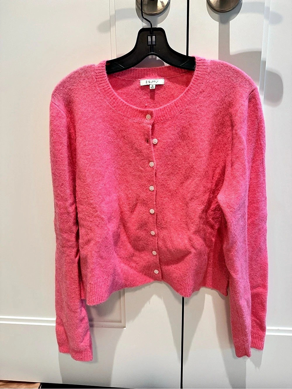 Z Supply Medina Rib Cardigan Pink Crew Neck